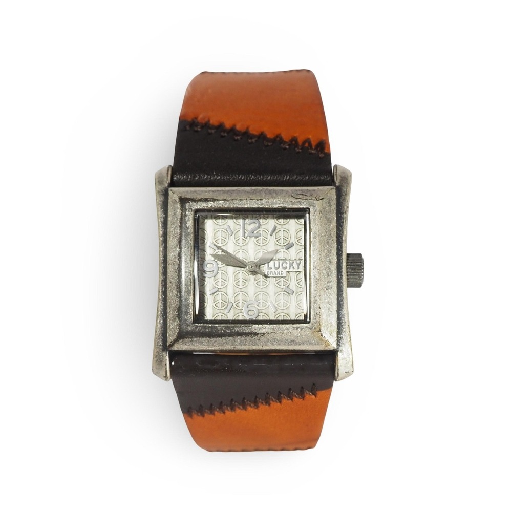 Lucky Brand Quartz Watch Y121E Patchwork Leather‎ Band Women Brown Multicolor